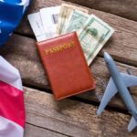 USA traveling – flag – passport