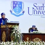 President Arif Alvi addressing the 14th convocation of the Sarhad University of Science and Information Technology Peshawar in Islamabad on 28 Feb 2022