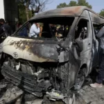 Karachi blast – van damaged