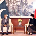 President Dr. Arif Alvi in a meeting with Chinese Charge d’ Affairs Ms. Pang Chunxue at the Embassy of China in Islamabad on 30 Apr 2022