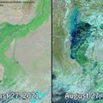 Pakistan floods 2022 – satellite images – before and now coparison